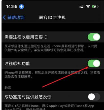 德宏苹果14维修网点分享iPhone14注视感知功能有什么用 