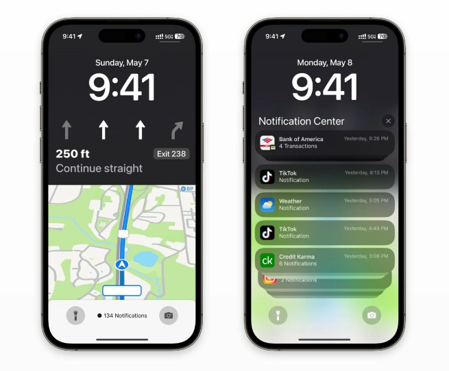 德宏苹果维修服务分享iOS17锁屏地图导航半屏显示长什么样 